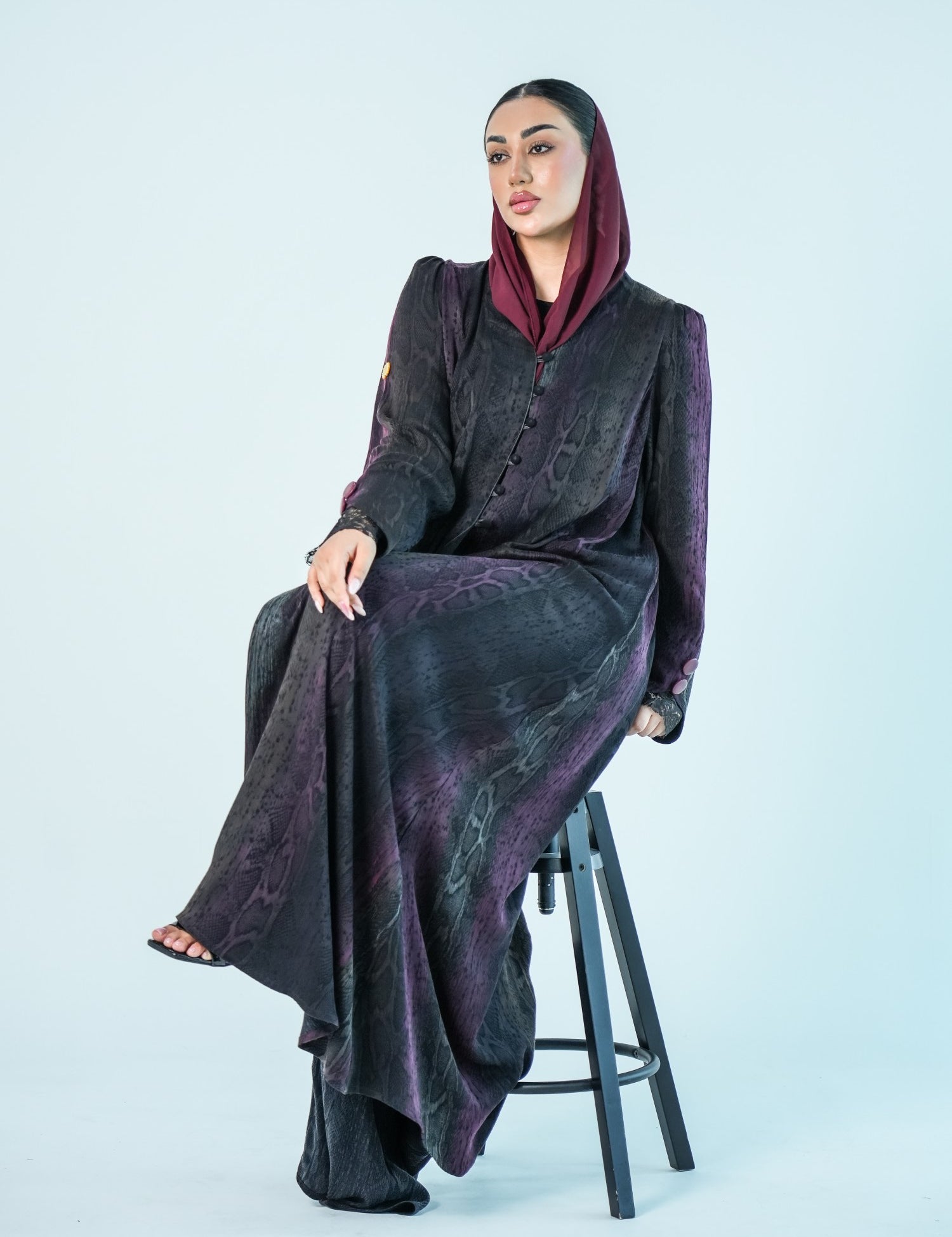 S012 - Saaib Abaya-custom abayas, luxury abayas, elegant abayas, modest fashion, bespoke abayas, handmade abayas, Qatar fashion