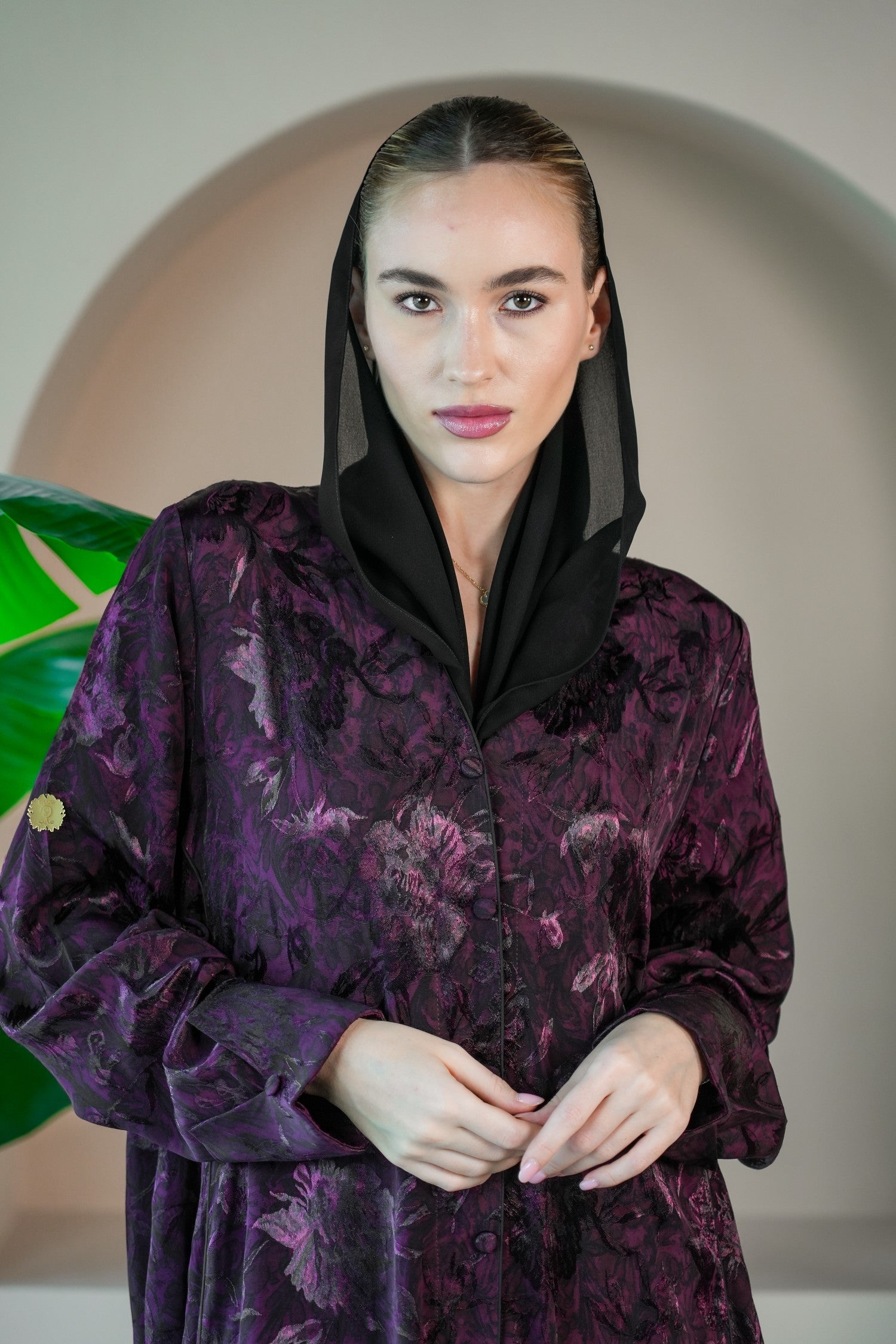 S014 - Saaib Abaya-custom abayas, luxury abayas, elegant abayas, modest fashion, bespoke abayas, handmade abayas, Qatar fashion