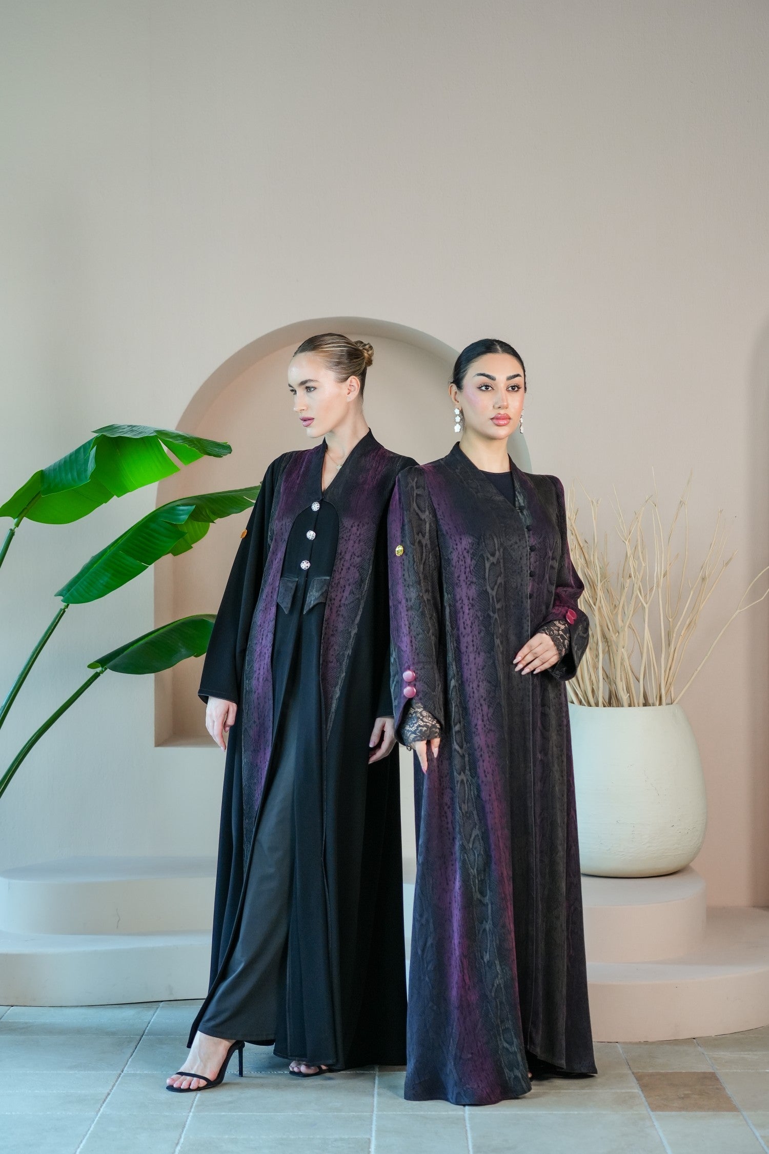 S040 - Saaib Abaya-custom abayas, luxury abayas, elegant abayas, modest fashion, bespoke abayas, handmade abayas, Qatar fashion