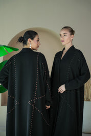 S041 - Saaib Abaya-custom abayas, luxury abayas, elegant abayas, modest fashion, bespoke abayas, handmade abayas, Qatar fashion