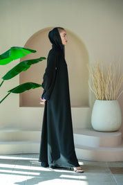 S029 - Saaib Abaya-custom abayas, luxury abayas, elegant abayas, modest fashion, bespoke abayas, handmade abayas, Qatar fashion