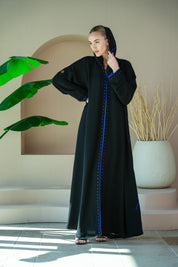 S029 - Saaib Abaya-custom abayas, luxury abayas, elegant abayas, modest fashion, bespoke abayas, handmade abayas, Qatar fashion