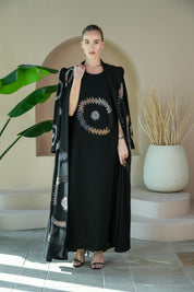 S022 - Saaib Abaya-custom abayas, luxury abayas, elegant abayas, modest fashion, bespoke abayas, handmade abayas, Qatar fashion